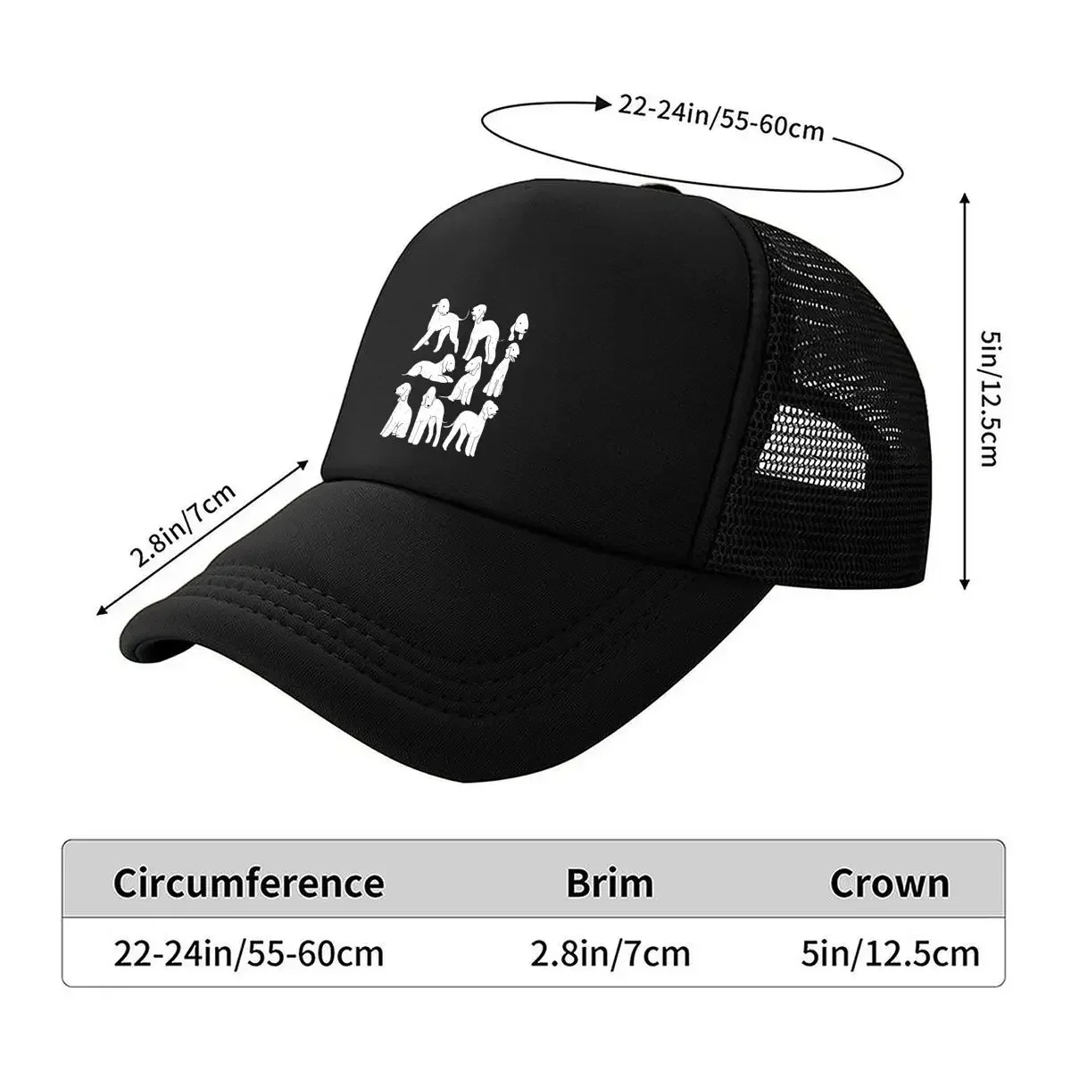 2026 Set of Poodle Dog Line - art Drawings Mesh Baseball Cap