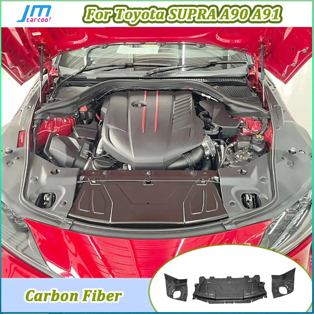 For Toyota Supra GR A90 2019+ Carbon Fiber Car Inner Interior Cooling Slam Panel Radiator Cover Water Tank Cover Guard