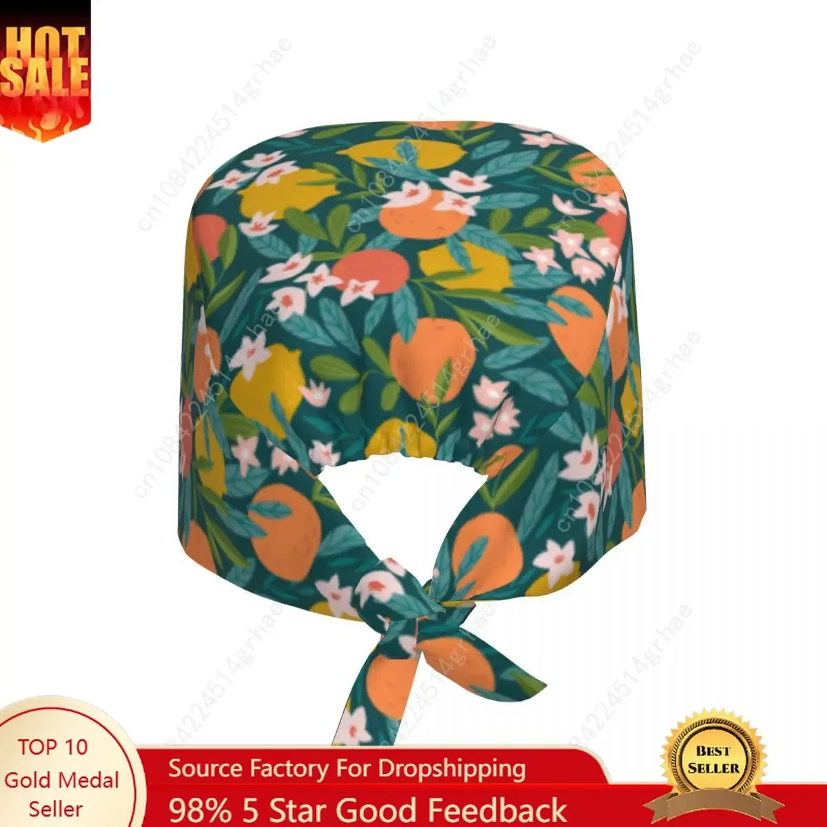

Wholesale Tropical Fruit Citrus Oranges Lemons Hat Cleaning Working Cap Beauty Salon Nursing Cap Male Surgical Hat Scrub Caps