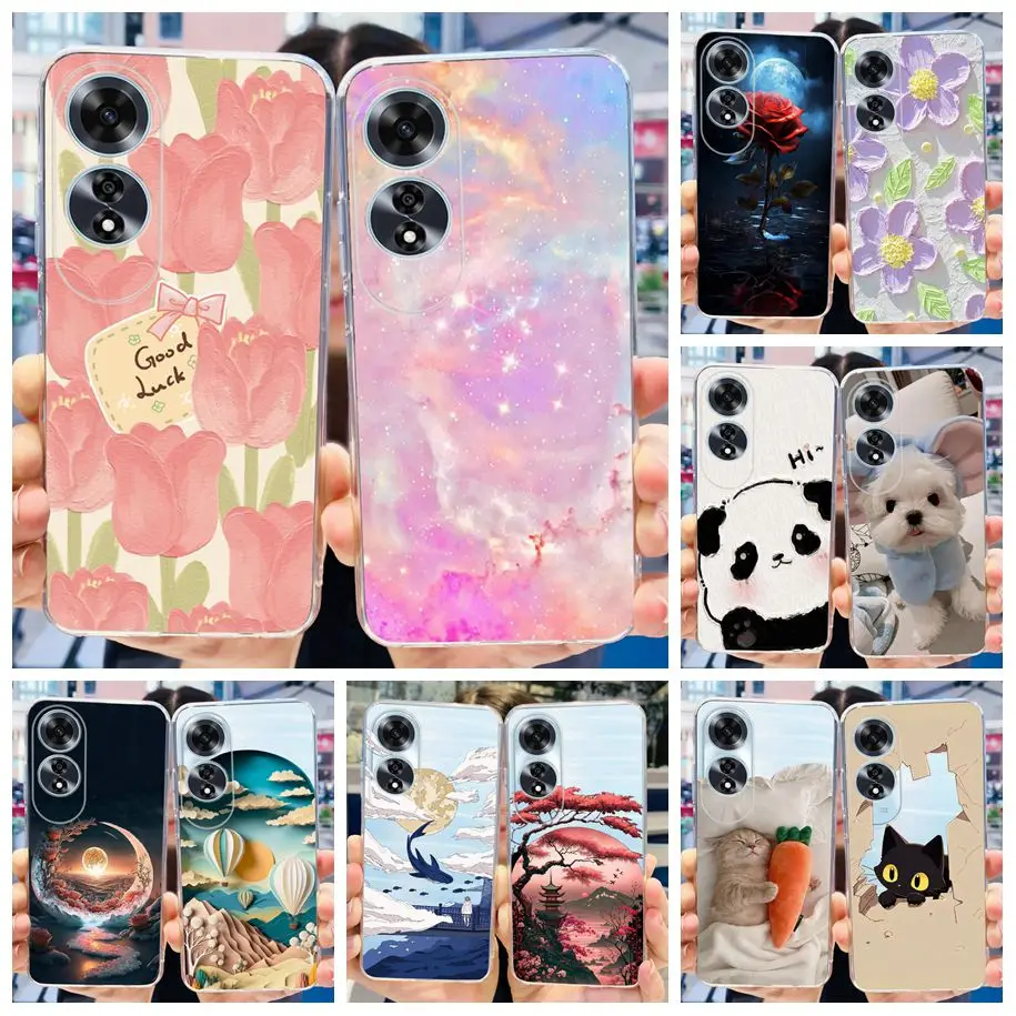 For Oppo A60 Case 2024 New Stylish Flower Transparent Silicone Soft Slim Back Cover For OPPO A60 4G A 60 Bumper on OPPOA60 Funda