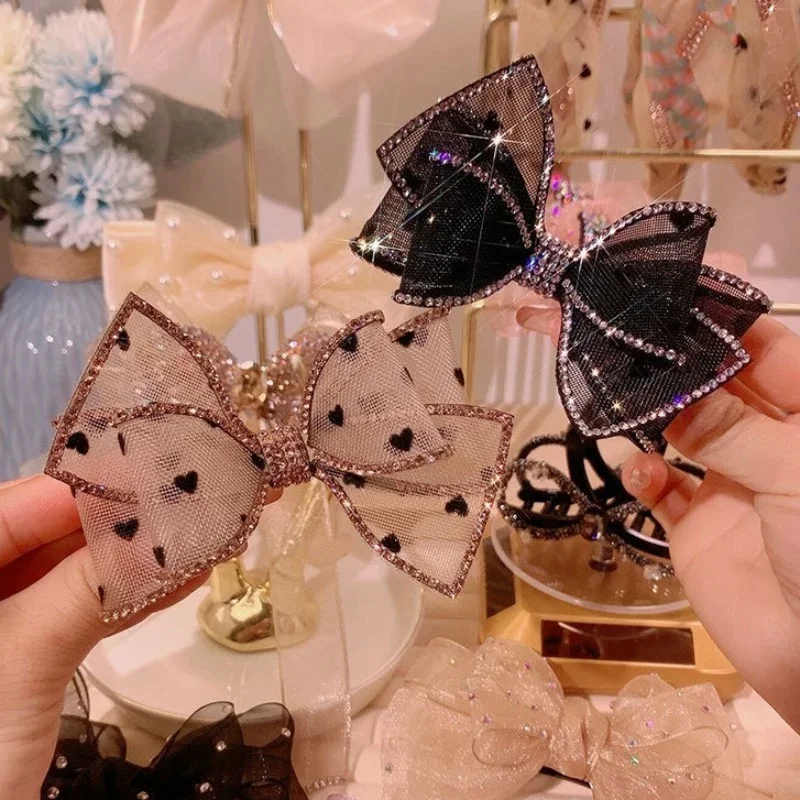 Fashion New Spring Clip Bows Rhinestone Hair Clips Luxury Headdress High-end Hairpin Headwear for Girls Braette Pince Cheveux