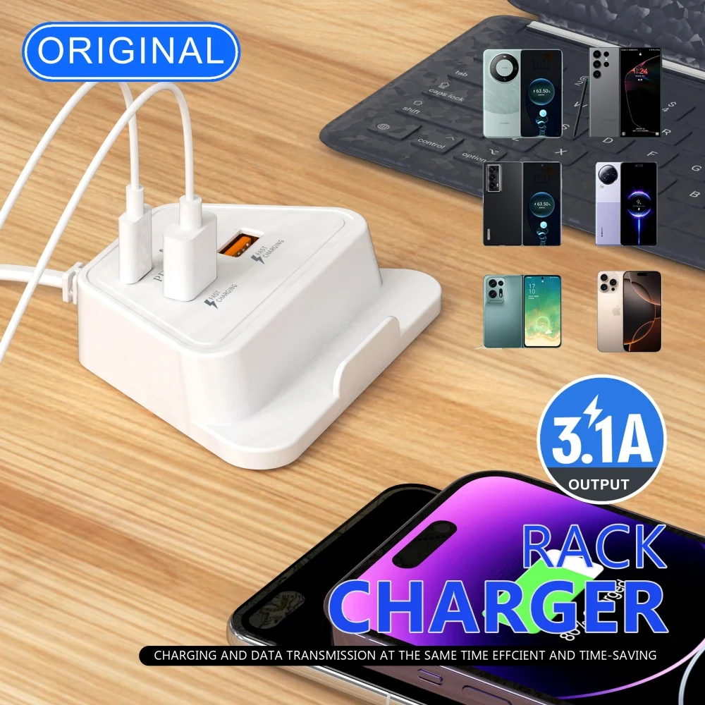 3.1A 4 Ports Multifunction USB Desktop Power Strip Holder EU/US/UK Plug USB Type C Quick Charging Socket For Phone Tablet Laptop