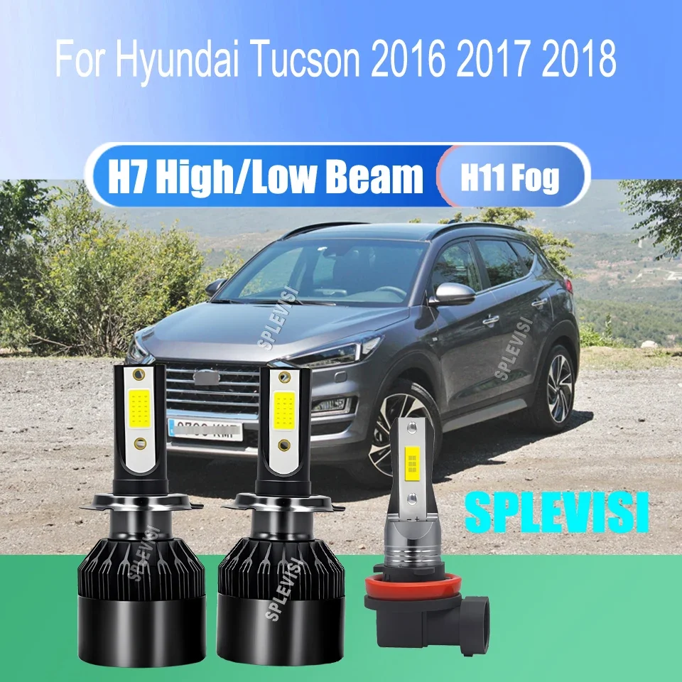 Superior Lighting Output COB Power LED Headlight Fog White Conversion Kit - H7 H11 12v For Hyundai Tucson 2016 2017 2018
