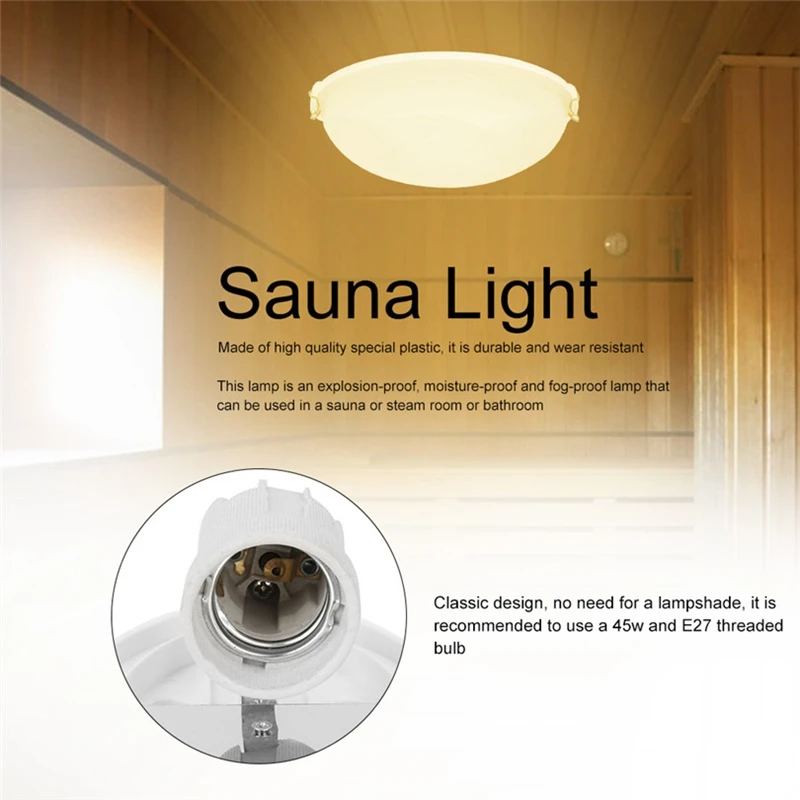 Portable Plastic Sauna Light Baby Shower Sauna Explosion-Proof Light Lamp Steam Room Anti-Fog Light For Bathroom Use