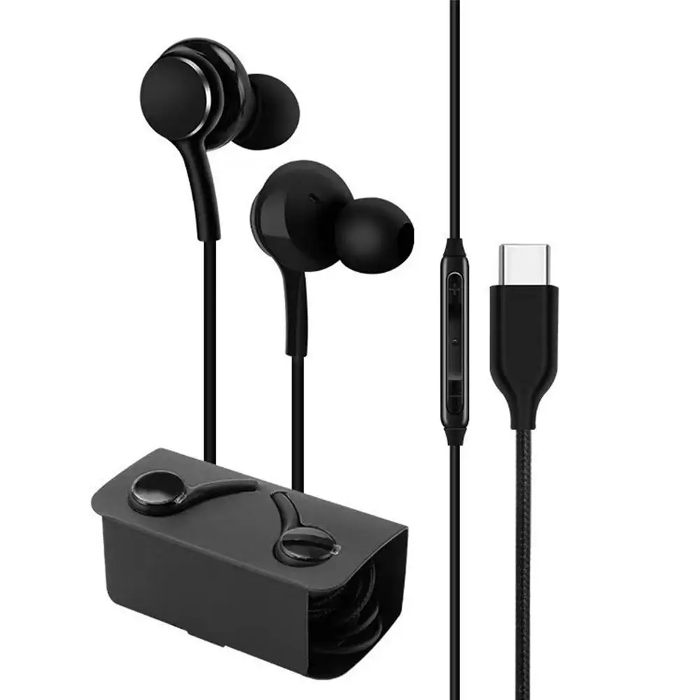 Type C Earbuds Wired Type-C Wired Bass Headphone Hi-Fi Stereo Sound Noise Canceling Waterproof Earphones For Hand-free Call K9W1