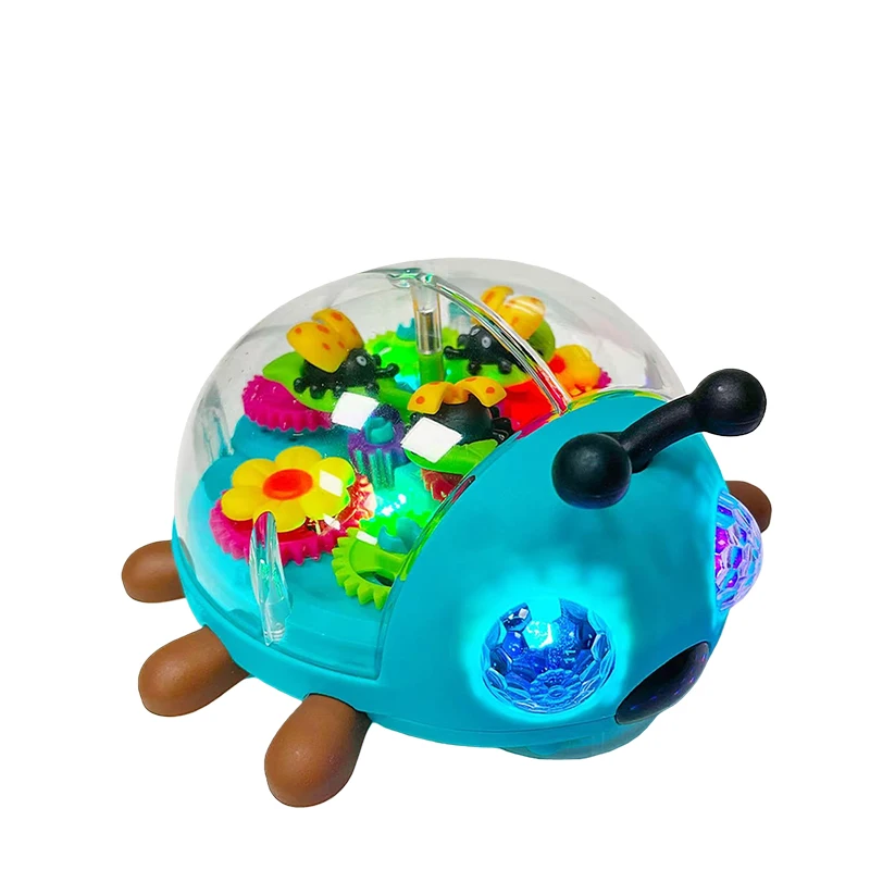 Kids Transparent Gear Beetle Toy with Automatic Obstacle Avoidance Walking Function Colorful Lights And Music - Universal Gift