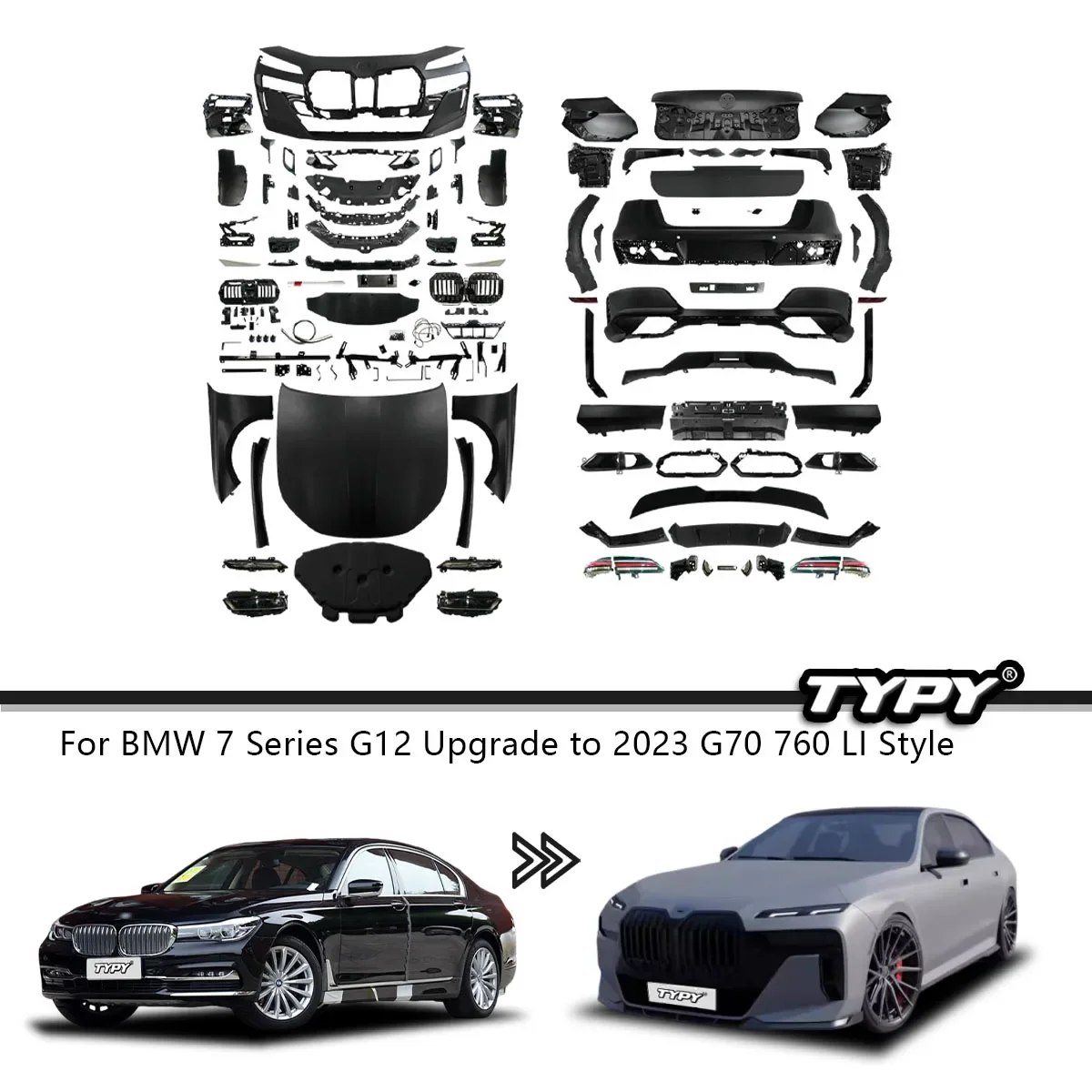 New Design Body Kit For BMW 7 Series G12 16-20 Upgrade To 2023 G70 Style Full Body Kit Parts System Exterior Accessories