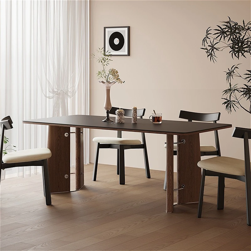 

Mid-Century Style Retro Rock Slab Dining Table Modern Minimalist Solid Wood Restaurant Dining Table High-end Home Furniture FYTD