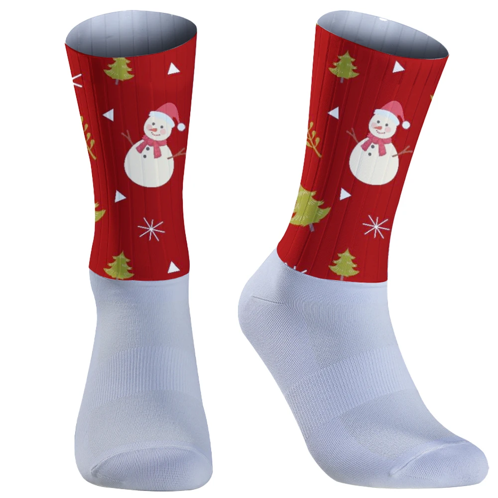 Chaussettes de cyclisme de Noël pour hommes et femmes, séchage rapide, intervalles moyens, sport, fitness dans le tube