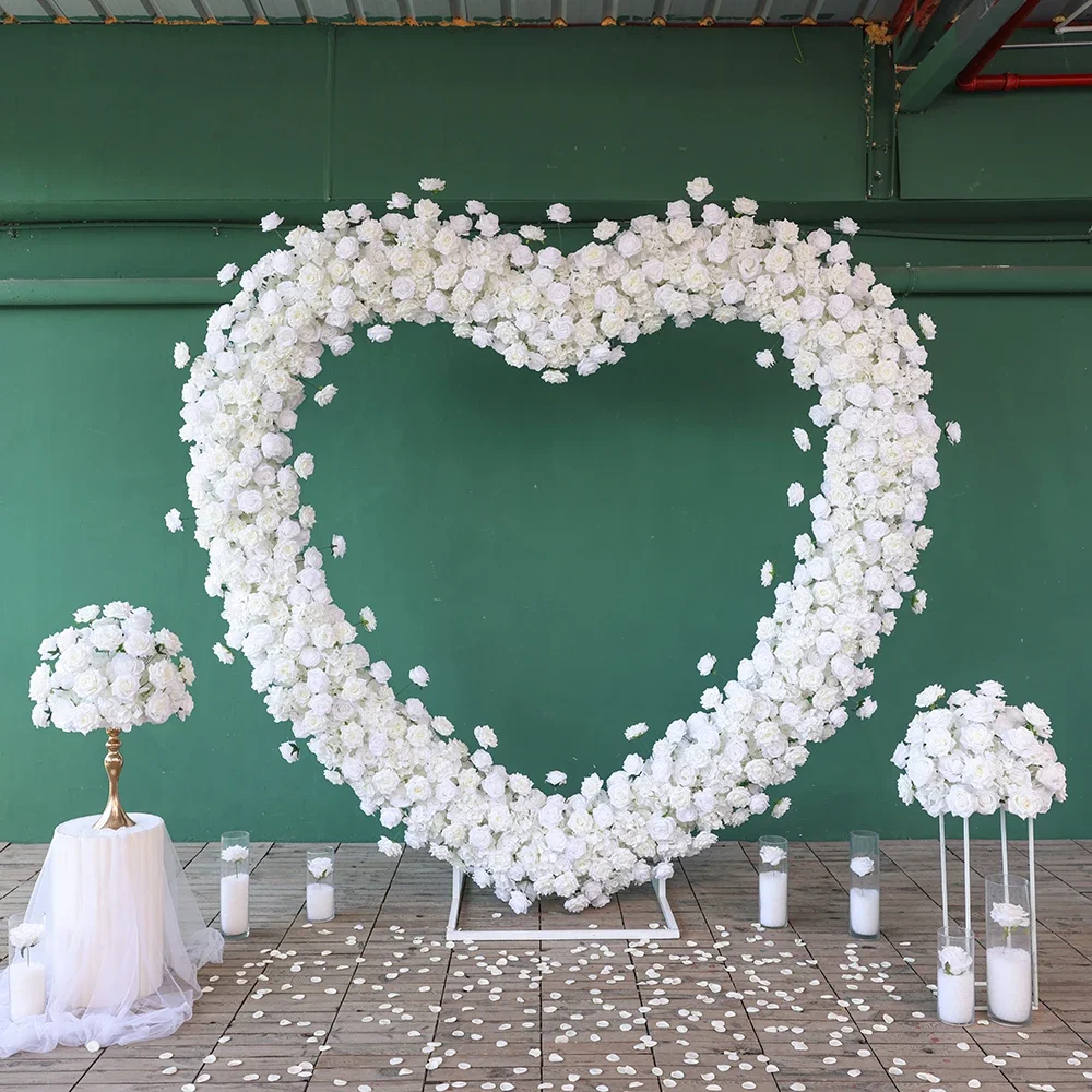 Heart Shape Handmade Flores Arificiales Mariage Proposal Flowers White Rose Hydrangea Centerpieces for Table Decoration HY2591