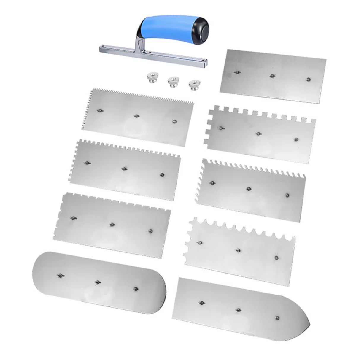 ABNQ 11pcs Serrated Plastering Knife,Concrete Finishing Trowel - Stainless Steel Masonry Tool , Drywall Tools