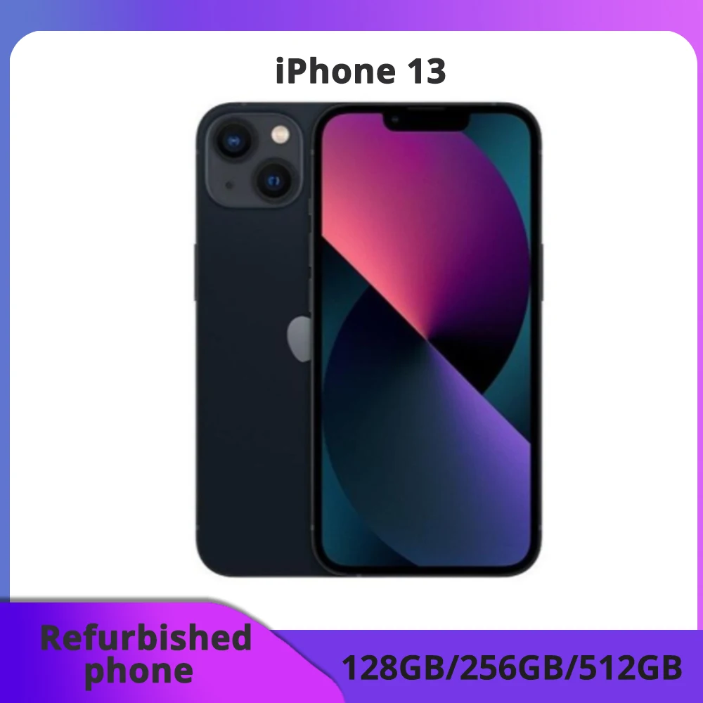 هاتف Apple iPhone 13 المجدد "حقيقي Super Retina OLED 128/256GB ROM Face ID IOS 5G هاتف محمول بحالة ممتازة