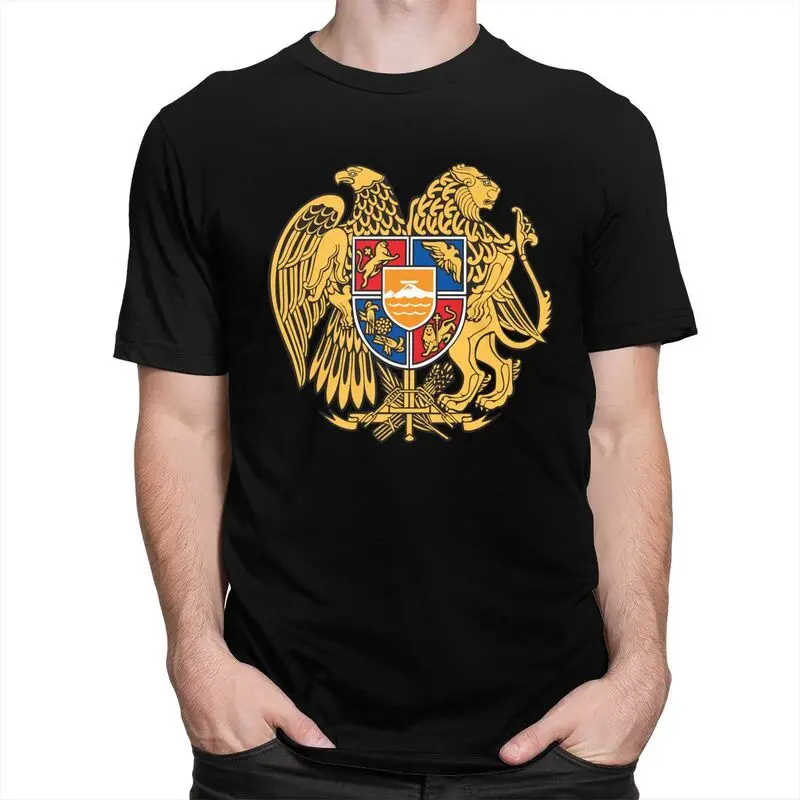 Custom Coat Of Arms Of Armenia T Shirts Men 100% Cotton Tees Armenian Flag Tshirts Short-Sleeve Casual T-shirt Clothing