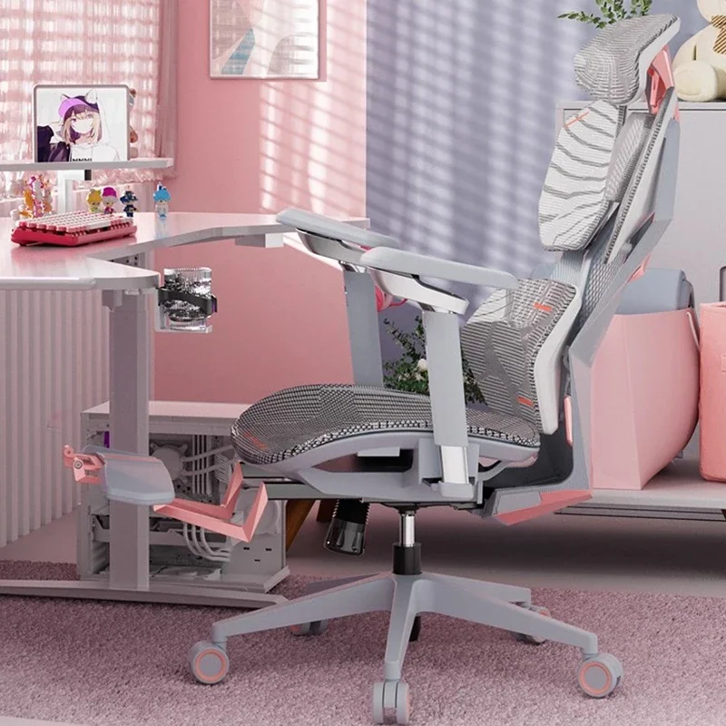 & Cadeira de jogos estudo designer móveis de escritório cadeira gamer nordic luxo cadeiras de escritório ergonômico confortável quarto rosa