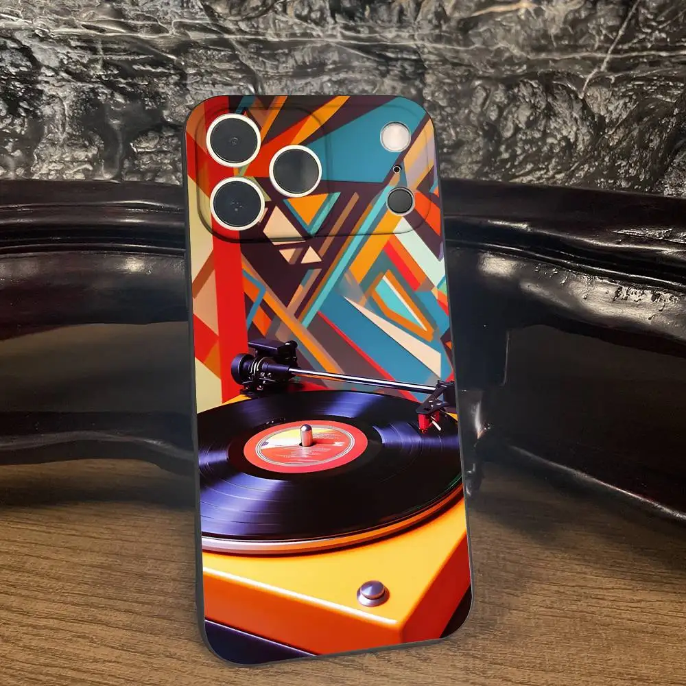 Vinyl Record DJ Art Phone Case For iPhone 17,16,15,14,13,12,11 Plus,Pro Max,XS,X,XR,SE,Mini,8,7,Soft Silicone Black Cover