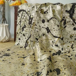 Gold Silk Ink Style Embossed Yarn Dyed Jacquard Fabric Spring Autumn Women's Dress Coat Decorative Sewing Fabric 45cmx140cm