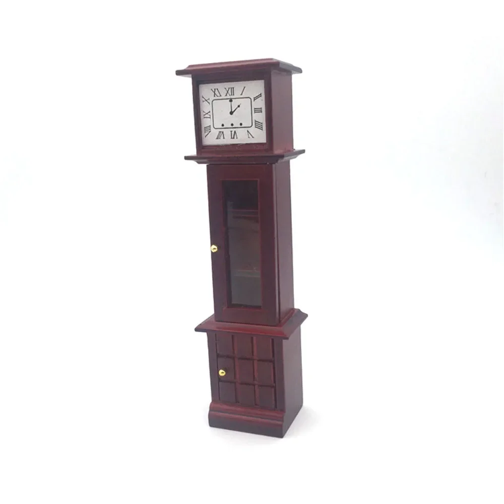 1/12 Dollhouse Miniature Accessories Mini Wooden Vintage Clock Model Simulation Furniture Toys for Doll House Decoration