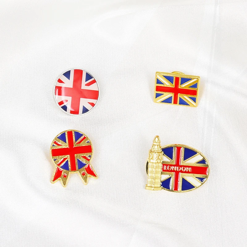 Brooch GB UK London Souvenir Badge Pin Bag Clothes Lapel Pins United Kingdom National Flag Enamel