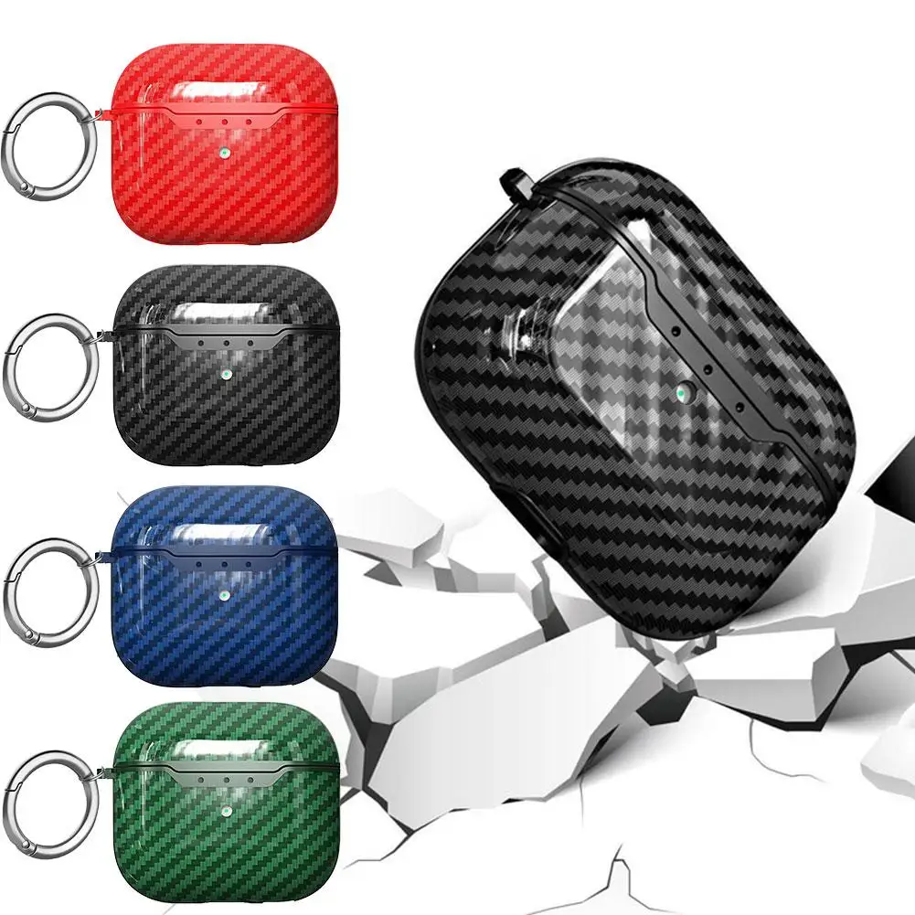 For Airpods Pro 3rd Generation Bluetooth Earphone Case Shatter-resistant Fiber Carbon TPU Texture Case Earphone Soft