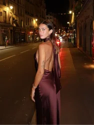 Robe de Soirée Élégante en Satin à Lacets pour Femme, Tenue Sexy, Dos aux, à la Mode, Boîte de Nuit