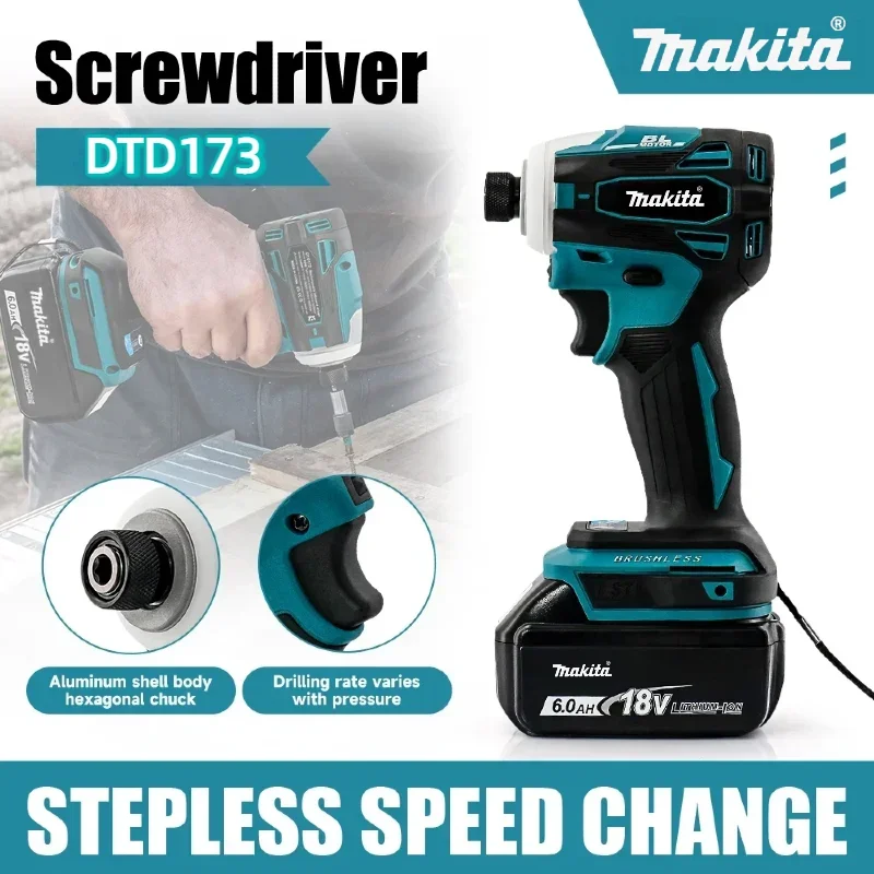 ماكيتا DTD173 18 فولت عالية الطاقة فرش تأثير الليثيوم مفك سائق قابلة للشحن عزم دوران عالي سائق كهربائي لاسلكي #4