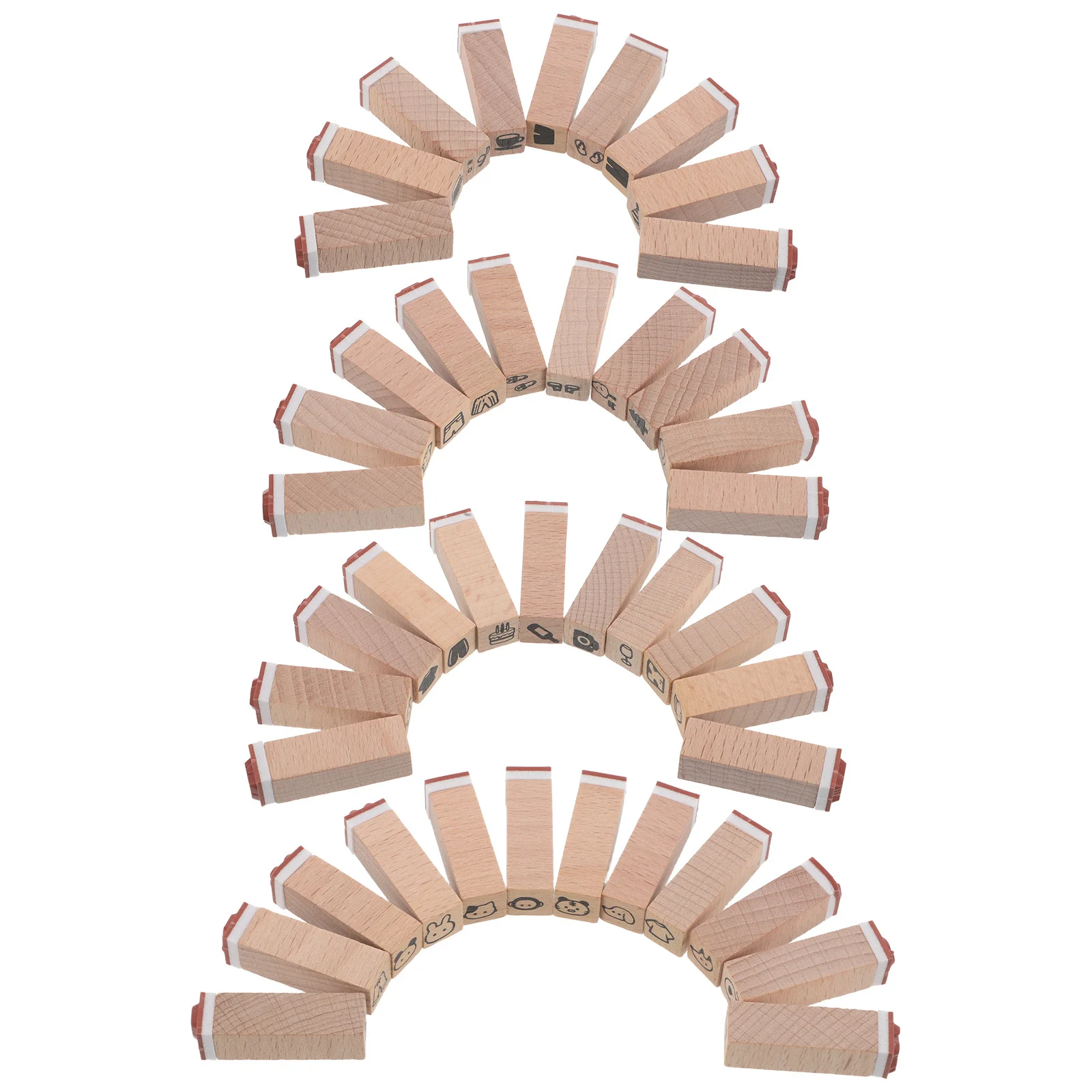 42Pcs Wooden Animal Stamps Set Christmas Cartoon Mini Rubber Stamping Kit for Kids Craft DIY Scrapbooking Supplies Journaling