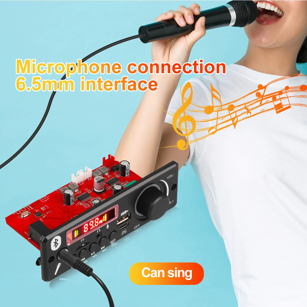 Płytka dekodera KEBIDU 160W Bluetooth MP3 WMA DIY Zestaw do samodzielnego montażu, samochodowy odtwarzacz MP3 z mikrofonem, radio, bezprzewodowy odtwarzacz muzyczny do głośników — zdjęcie produktu 4