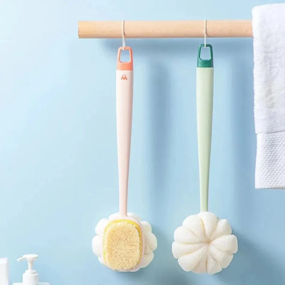 Luffa-Rückenbürste mit langem Griff, Dusch-Körperbürste mit weichem Netzschwamm für Damen, zur Hautpeeling-Badewanne, Massage-Badeschwamm – Detail 5