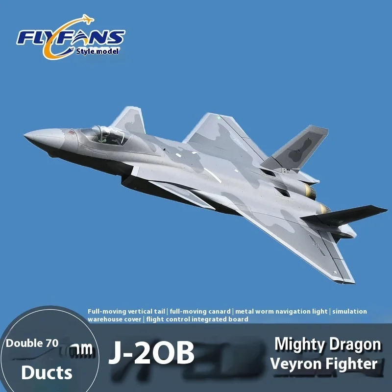 Flyfans محرك مزدوج 70 مللي متر J-20g طائرة مقاتلة Weilong تجميعها الثابتة الجناح طائرة نموذجية مروحة حريق طائرة مزودة بجهاز للتحكم عن بُعد Chengdu J20 #2