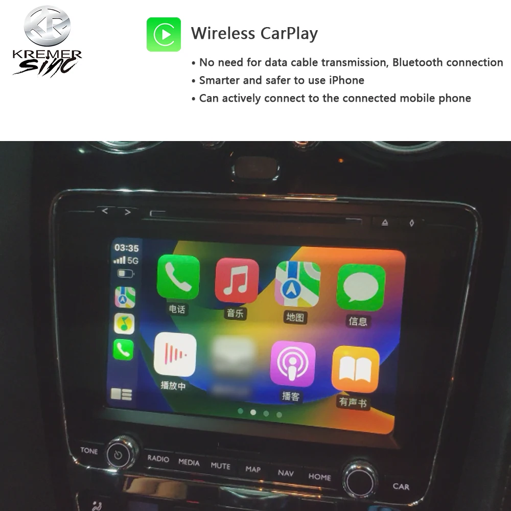 Wireless CarPlay AndroidAuto Smart Module for Bentley Continental GT Flying Spur RNS810 12-18 Support Mirroring OEM Microphone