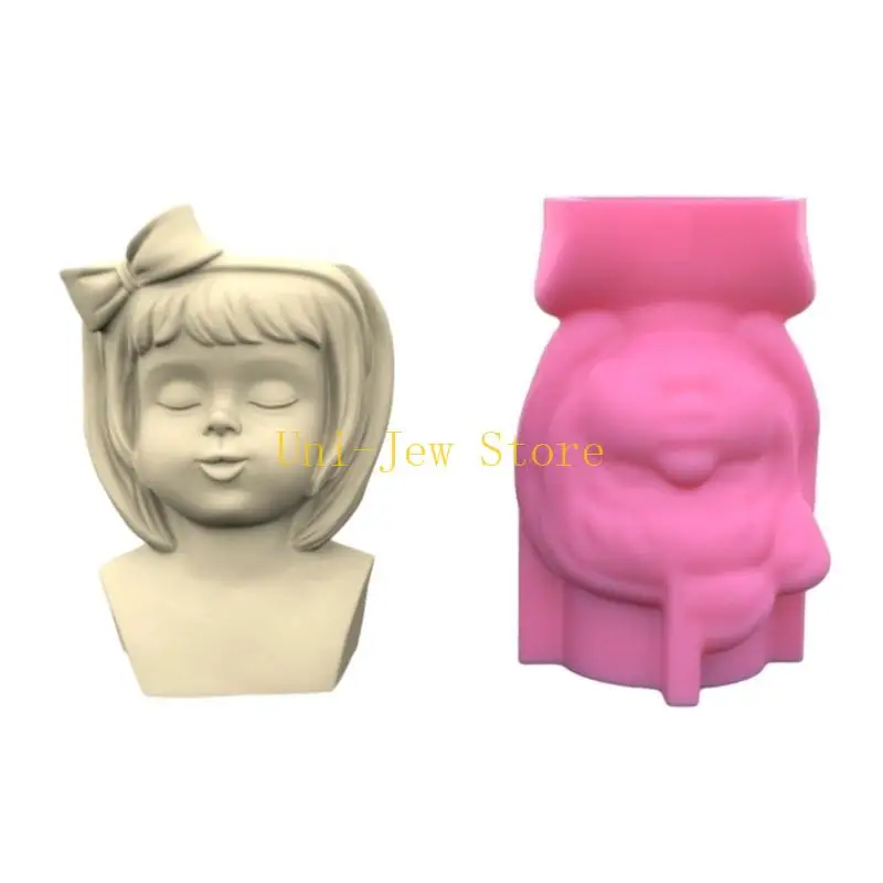 

40 ГБ бант девушка цветочный горшок силиконовая смола формы DIY сочные плантаторы формы ремесло