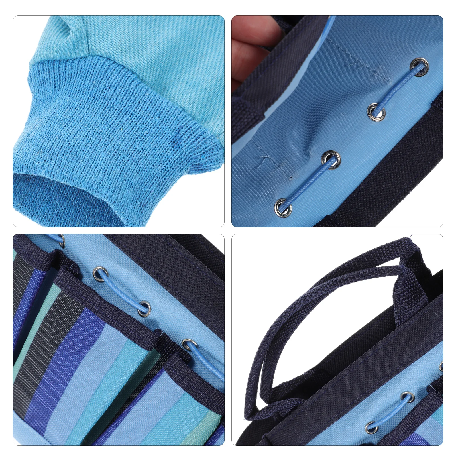 

Children Garden Tool Kit Blue Durable Watering Can Gloves Shovel Rake Fork Tote Bag Wooden Handles Rounded Edges