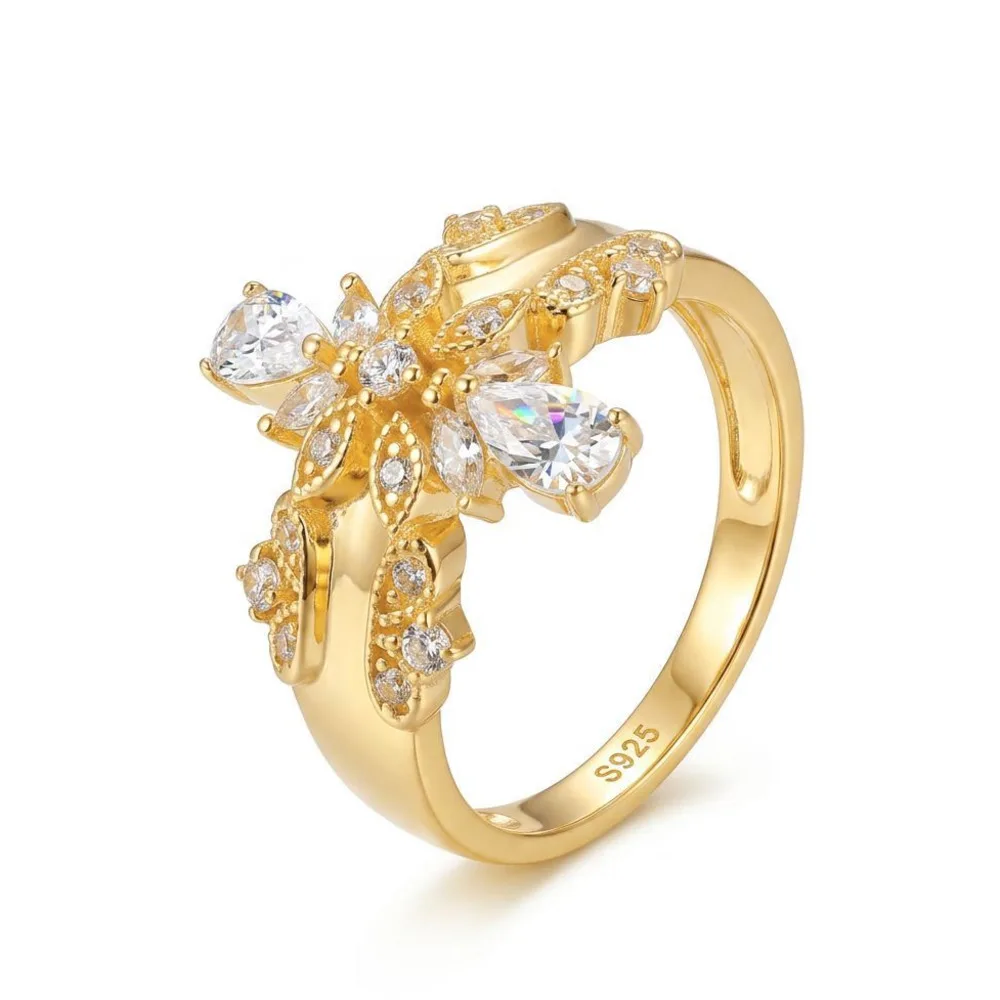 Pear Cut D VVS1 Moissanite 925 Silver Floral Cluster Ring Vintage Art Deco Fine Jewelry Women Statement Wedding Party Gift Ring