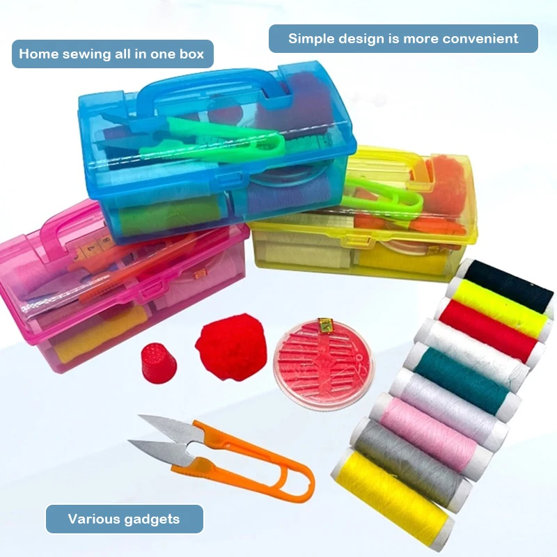 1 Set Sewing Kit Box Multifunction Portable Sewing Kit Storage Box Hand Sewing Needlework Household Sewing Tools DIY Garments