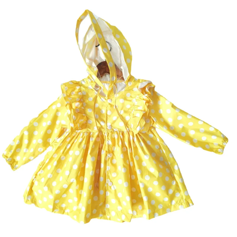 90-130cm Polka Dots Child Princess Raincoat For Kid Girls Baby Rain Coat Poncho Jacket Waterproof Outdoor Hiking Rainwear