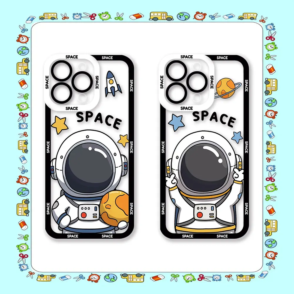 Luxury Cartoon Astronaut Clear Soft Silicone Phone Case For Xiaomi POCO X5 X4 X3 NFC GT M4 M3 11 11T PRO LITE NE 5G Cover Cqoues