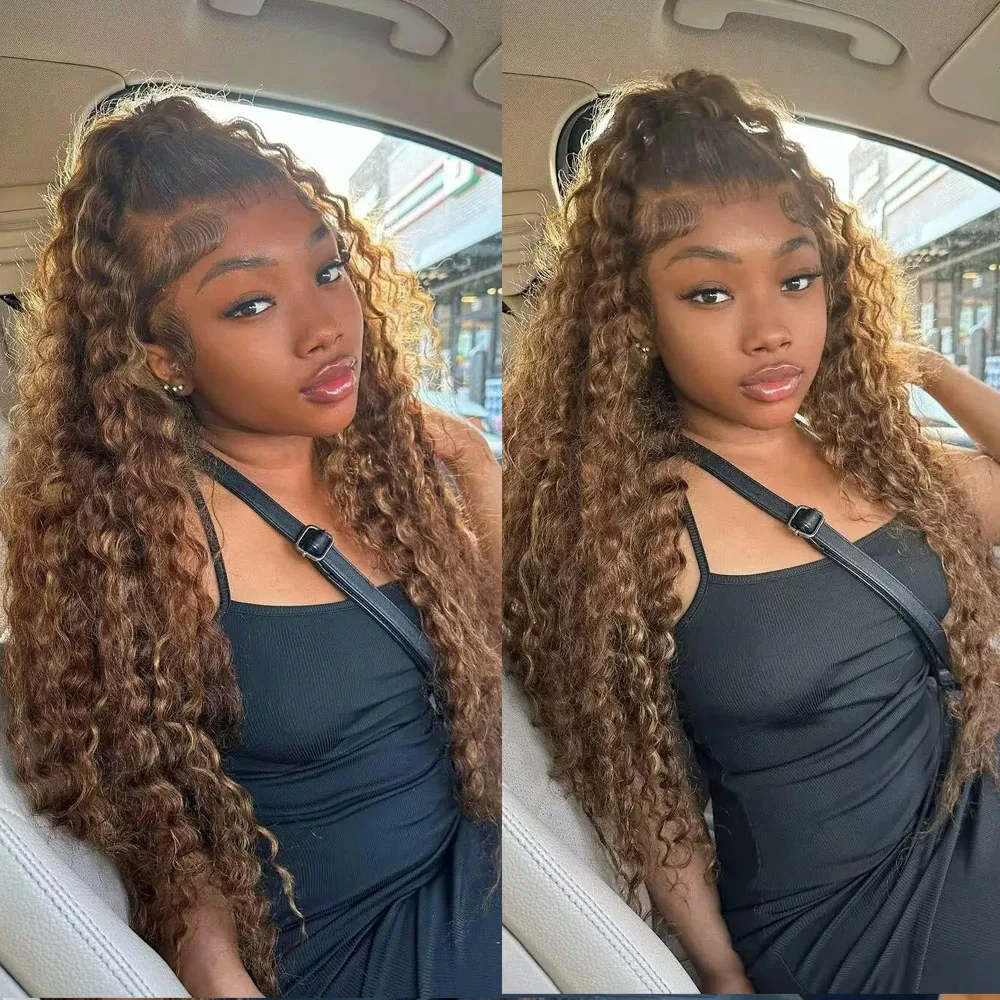 250 Density Invisible Strap Highlight 360 Full Hd Lace Front Wig Honey Blonde Deep Wave Frontal Wig Glueless Wig Human Hair - Image 4