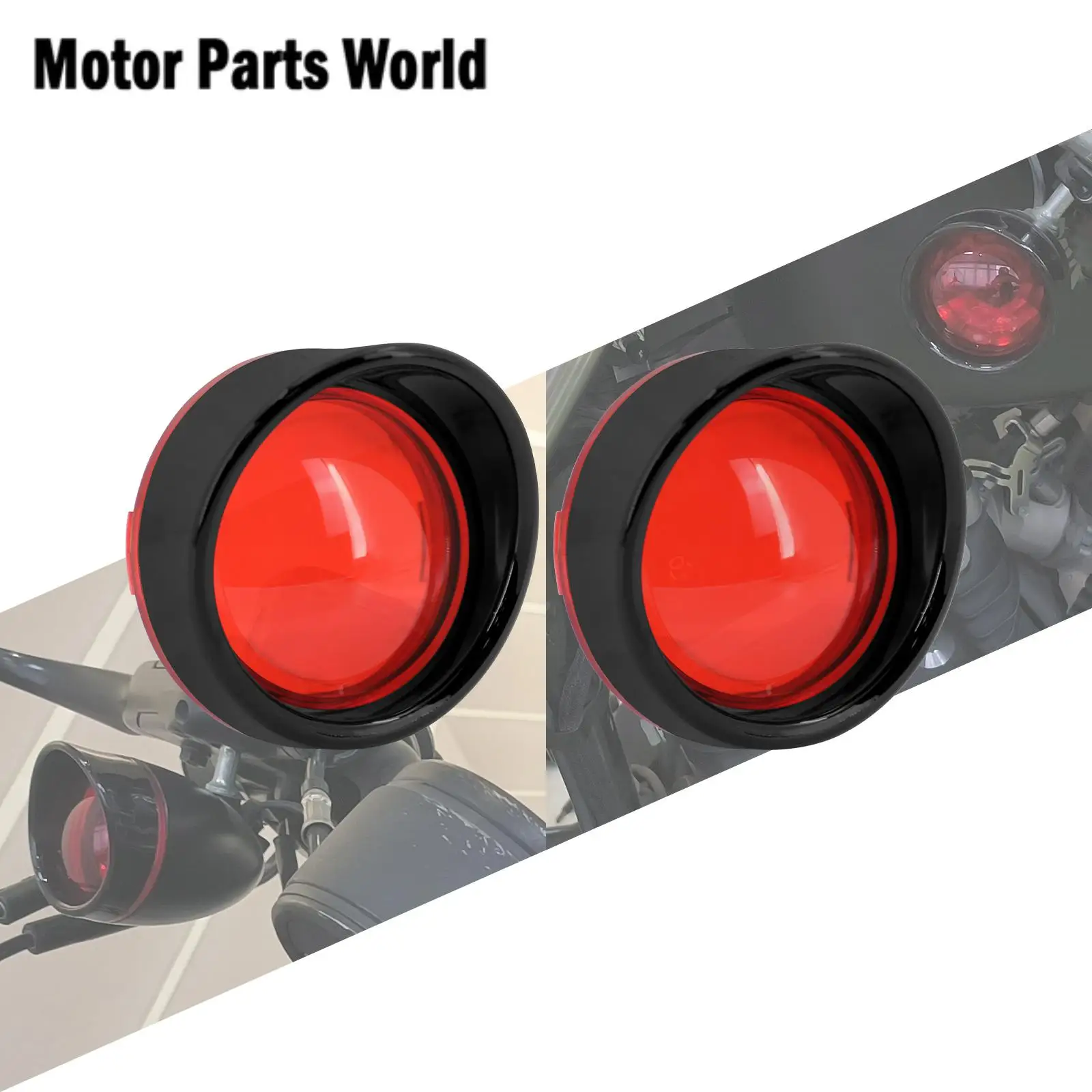 

2Pcs Motorcycle Visor Turn Signal Red Lens Cover Bezel Trim Cap Bullet Style For Harley Sportster Touring FLHR FLHT Softail Dyna