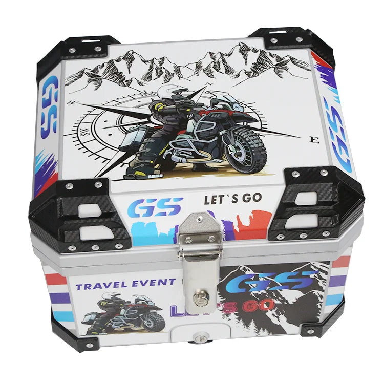 

45L Motorcycle Top Case, Universal Motorbike Tail Box Trunk Tour Storage With Security Lock For Helmet Luggage Waterproof