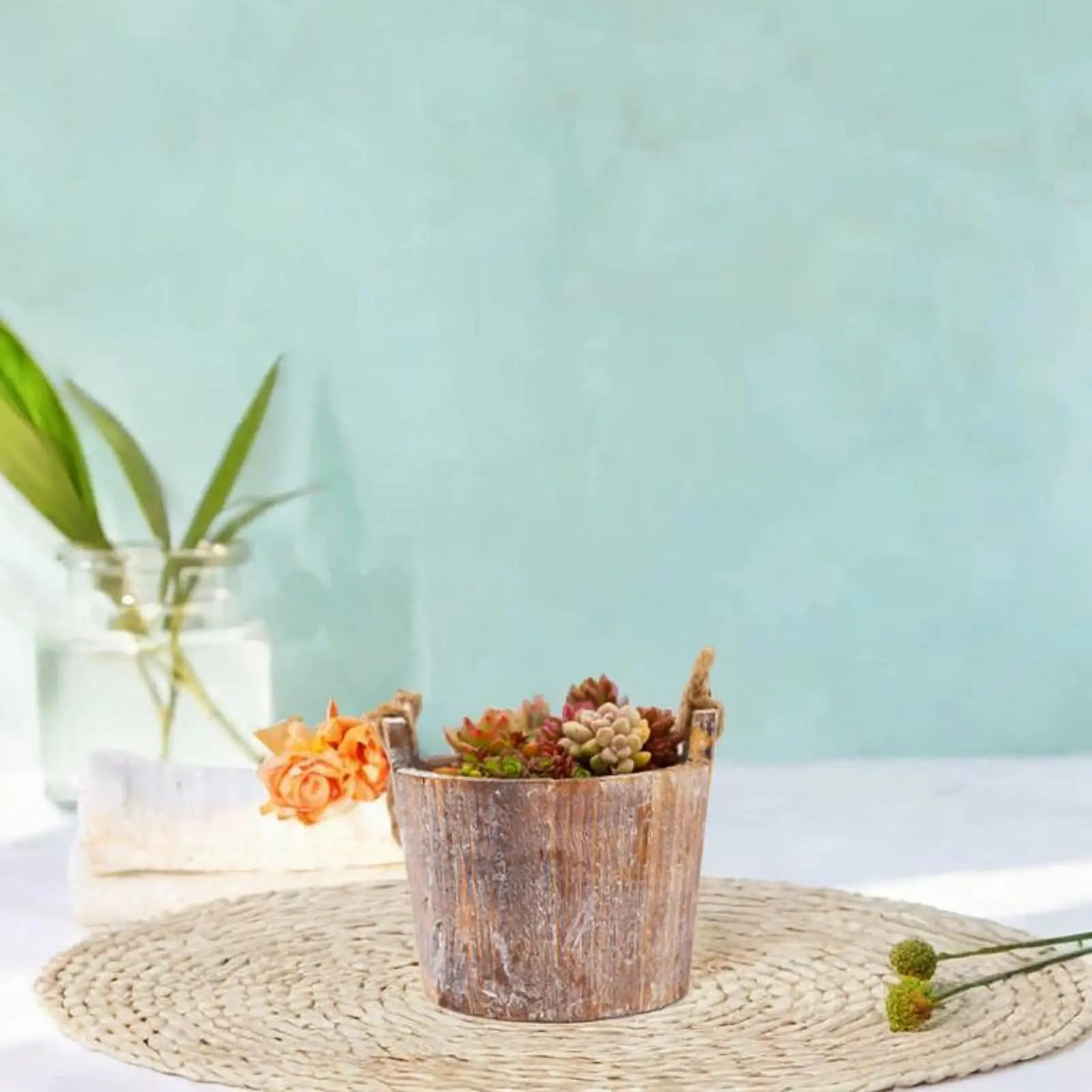 

Wooden Flower Pot Sturdy Round Vintage Design Rustic Design Flower Bucket for Plant Veggies Artificial Plants Flowers Gardens