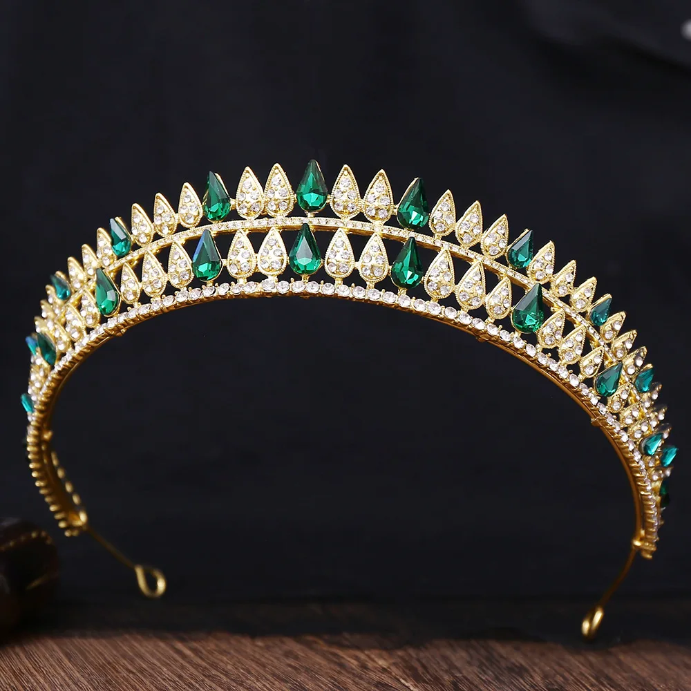 

Minimalist and fashionable bridal headpiece with droplet shaped rhinestone crystal, European and American Baroque crown headband