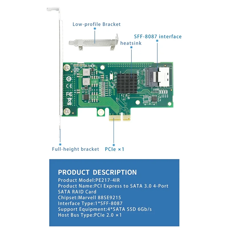 

OFSS-For RAID 0, For RAID 1 Pcie 2.0 X 1 To 4-Port 6Gb/S Minisas(SATA 3.0) Card Featuring Marvell 9230 Controller