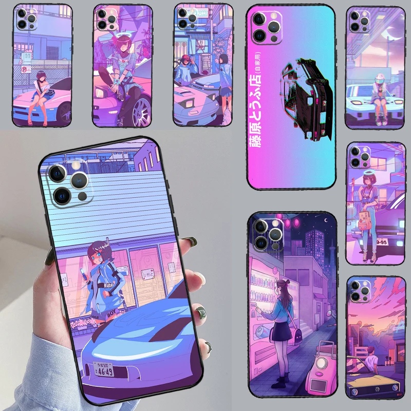JDM Vaporwave Glitch Anime Case For Samsung Galaxy A17 A57 A16 A56 A36 A54 A34 A14 A52 A32 A12 A13 A33 A53 A15 A35 A55
