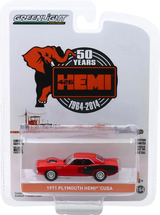 

1:64 1971, Plymouth HEMI CUDA, высокая имитация сплава, модель автомобиля, Коллекционная игрушка, подарок, сувенир, украшение для дисплея