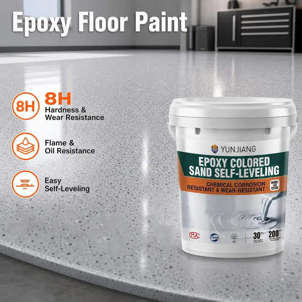 Epoxy Colored Sand Floor Paint Colored Sand Terrazzo Coating High-Gloss Marble Effect Epoxy Floor Coating Waterproof Wear