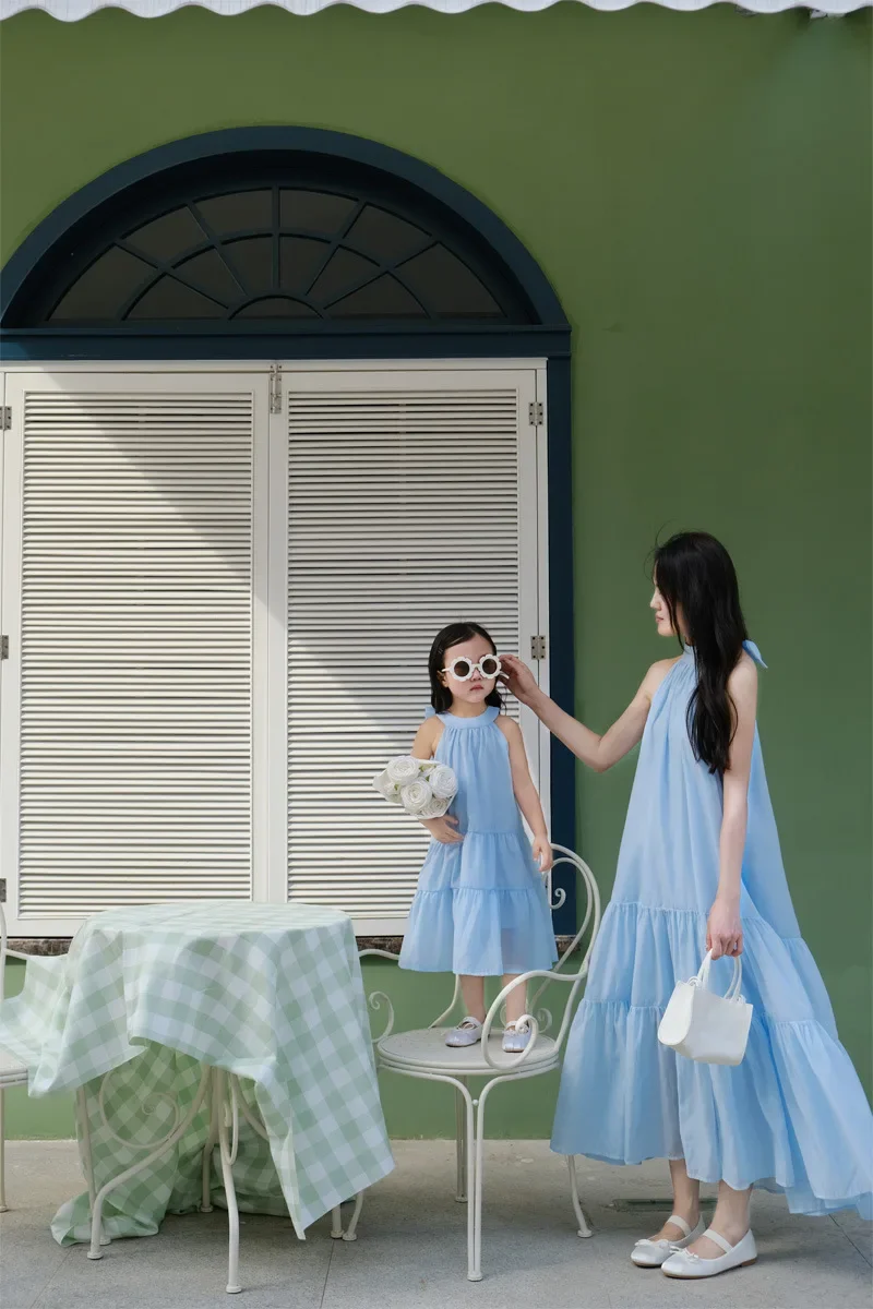 

Family Matching Outfits Mother Kids Chiffon Maxi Mom And Daughter Matching Dress Clothes Beach Family Look Mommy And Me Clothes