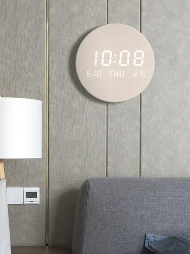 Led Digital Wall Clock With Temperature, Date & Time Display - Multi-functional Silent Operation For Living Room, Bedroom & Home