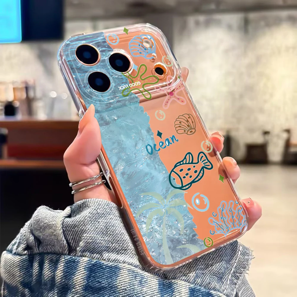 Cartoon Coral Reef & Bubbles Clear Phone Case For Xiaomi Redmi Note 14 Pro 13 12 Note 11 10 Pro+ 13C 5G 4G Soft Shockproof Cover view 3