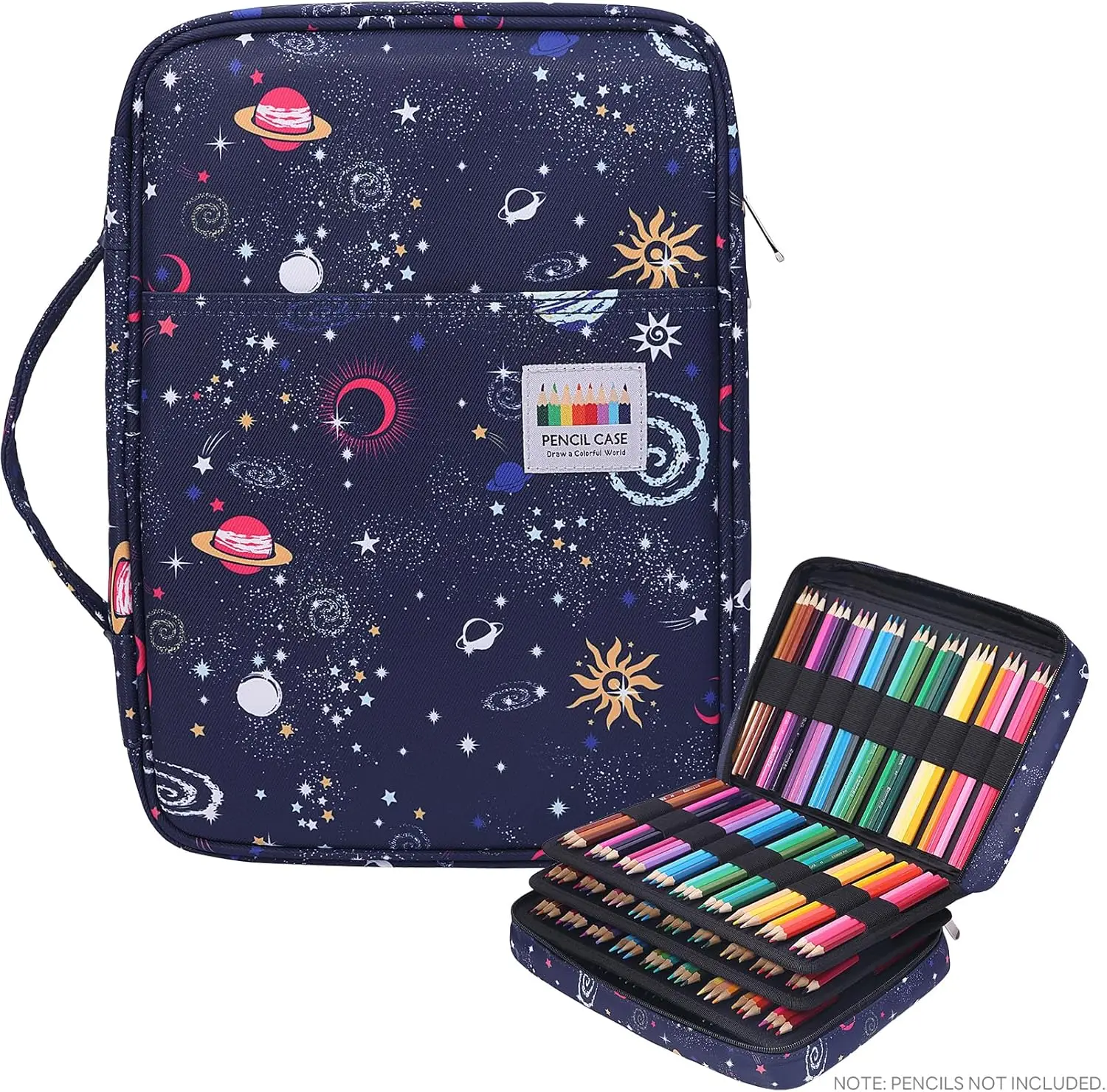 

Пенал для цветных карандашей на 220 ячеек, большой вместимости, для художников, офиса и путешествий, с органайзером на молнии