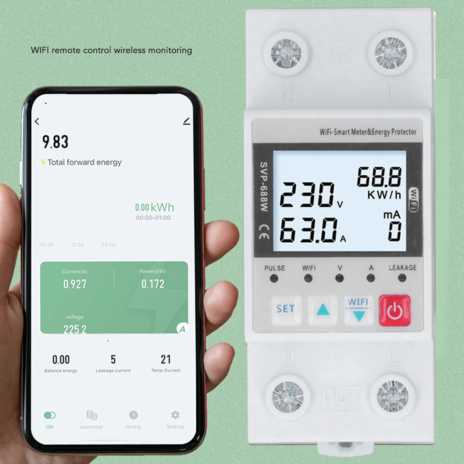 WIFI Overvoltage Undervoltage Protector 230V 50Hz 60Hz 63A Remote Control Over Under Voltage Power Protector